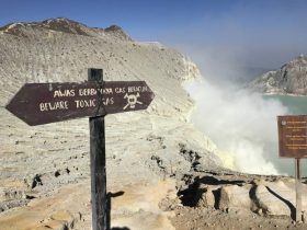 Petunjuk jalan di kawah ijen